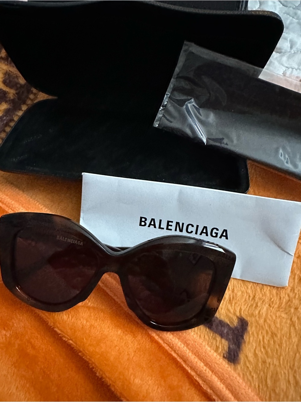 Balenciaga Black Oversized Cat-Eye Sunglasses. Authentic